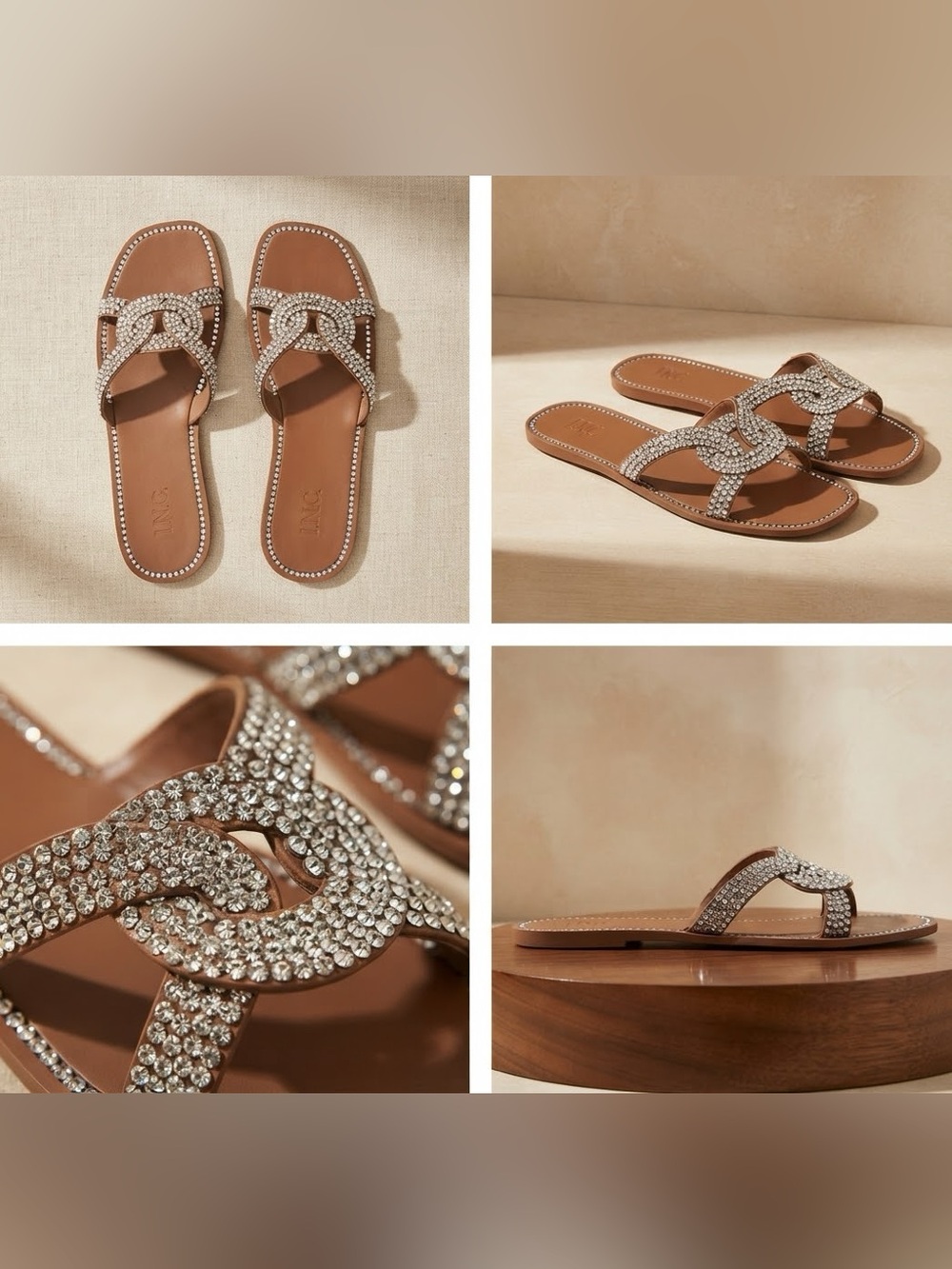 ♥️♥️ I.N.C International Concepts Women's Peytton Flat Sandals - Silver Bling 7M